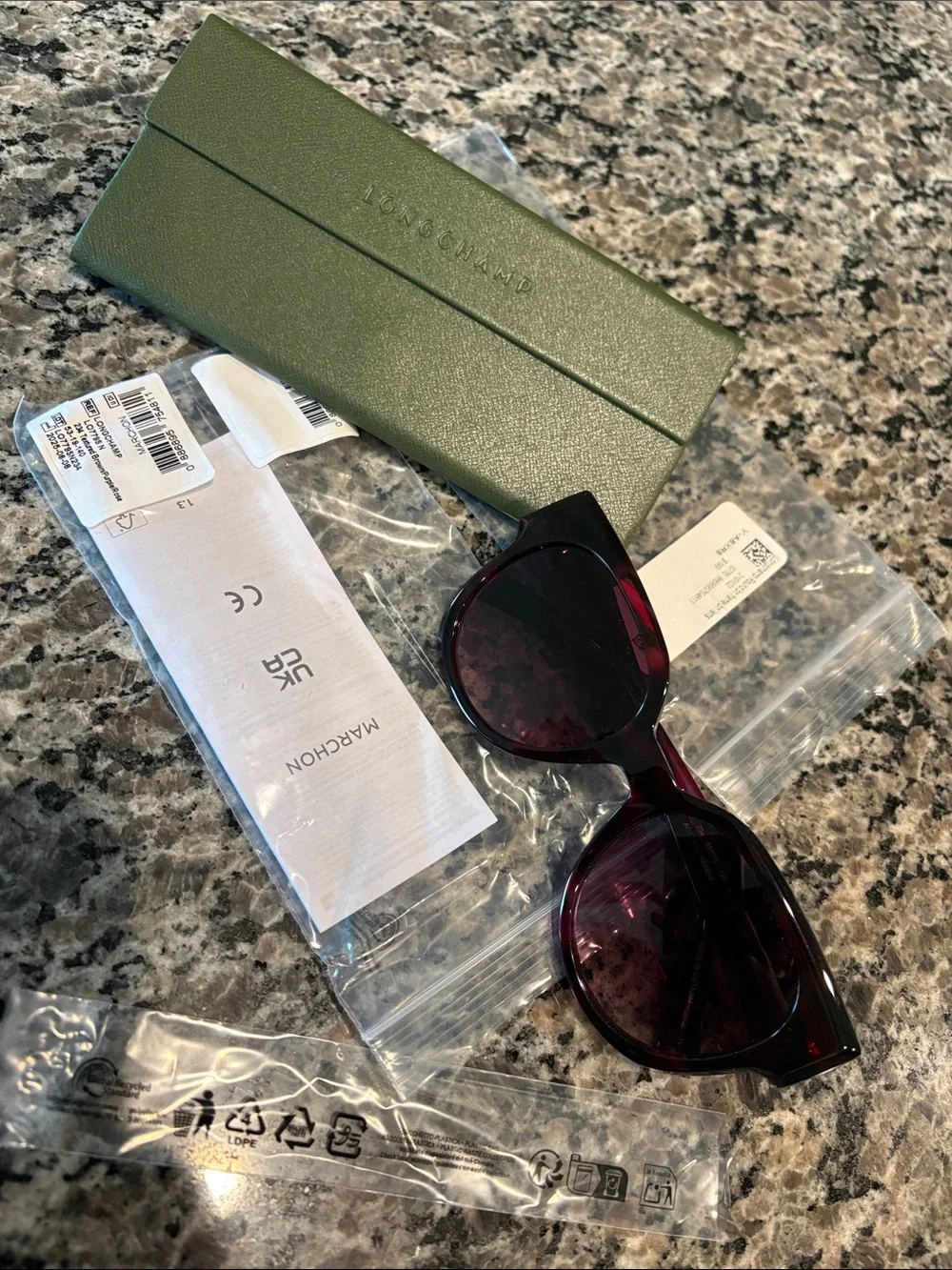 NWT Longchamp Polarized Women's Sunglasses - Dark Burgundy
